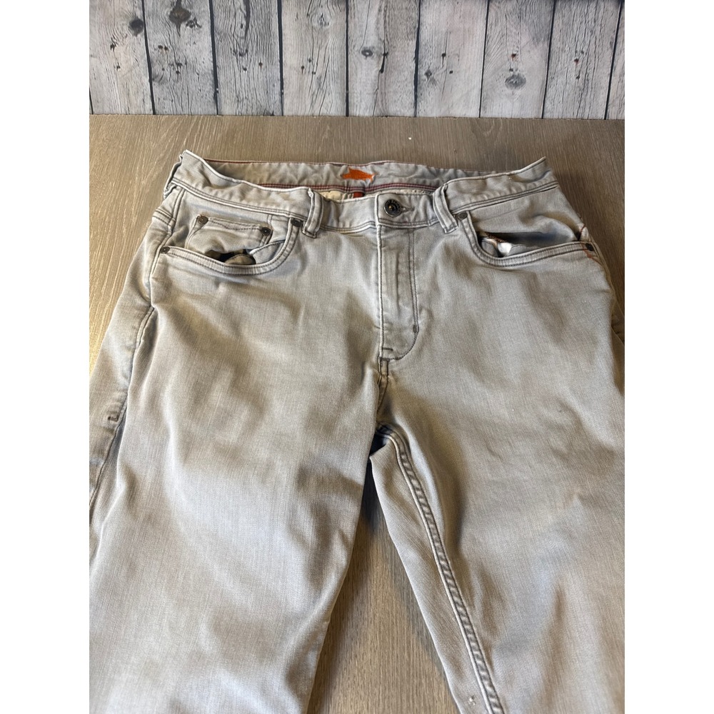 Tommy Bahama Denim Mens Light Gray 34x32 Straight Leg Stretch Jeans Marlin Logo
